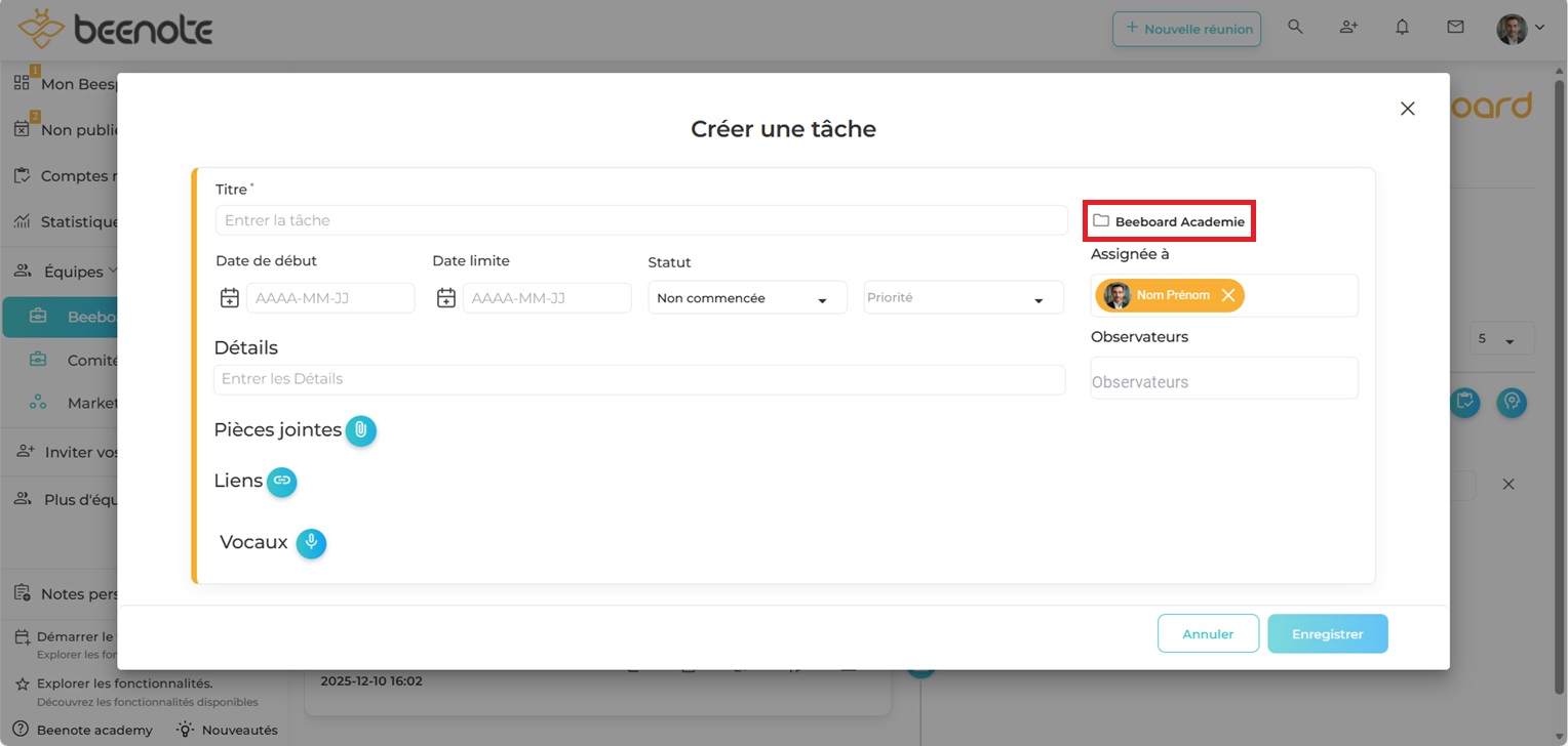 Organiser-ses-dossiers-ajouter-taches-non-assignée 2025 Beenote-Organiser-ses-dossiers-ajouter-taches-non-assignée