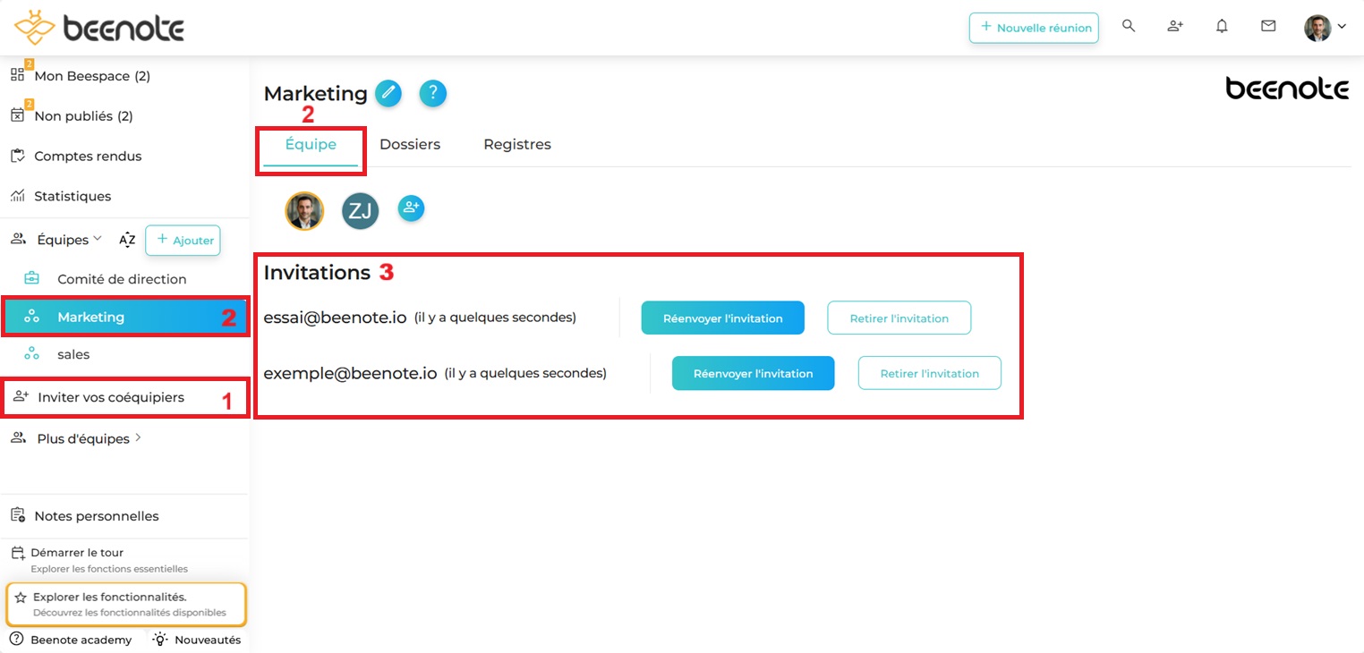 inviter vos coéquipiers-3 2025 Beenote inviation explication