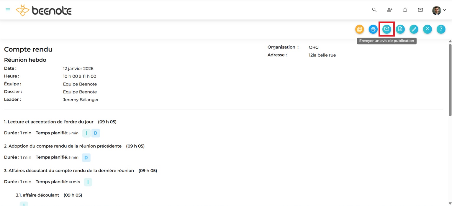 Beenote partage compte rendu